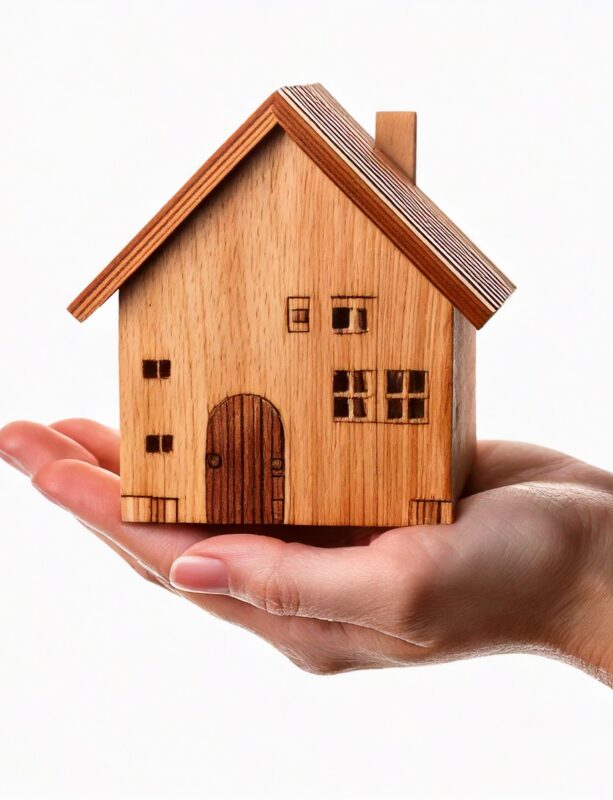 A hand with wooden house, Safe Hands: Holding the Future of Homeownership,